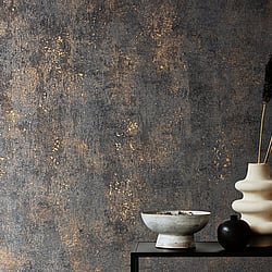 Galerie Wallcoverings Product Code 34270 - New Textures Wallpaper Collection - Black  Copper Colours - Plain Design