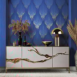 Galerie Wallcoverings Product Code 35840 - Fashion Icon Wallpaper Collection - Blue Colours - Stripes Design