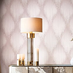 Galerie Wallcoverings Product Code 35890 - Fashion Icon Wallpaper Collection - Rose Colours - Rhinestone Stripes Design