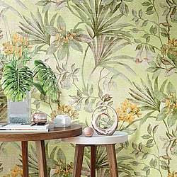 Galerie Wallcoverings Product Code 3705 - Tendenza Wallpaper Collection - Acid Green Colours - Botanical Print Design