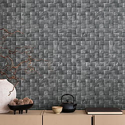 Galerie Wallcoverings Product Code 45743 - Woods And Wicker Wallpaper Collection - Anthracite Colours - 3D optics Design