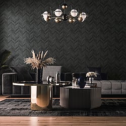 Galerie Wallcoverings Product Code 45761 - Bricks And More Wallpaper Collection - Anthracite Colours - Brick Herringbone Design