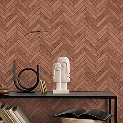 Galerie Wallcoverings Product Code 45763 - Bricks And More Wallpaper Collection - Red Colours - Brick Herringbone Design