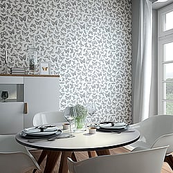 Galerie Wallcoverings Product Code 6771-10 - Imagine Wallpaper Collection - White Grey Colours - Butterly Butterflies Design