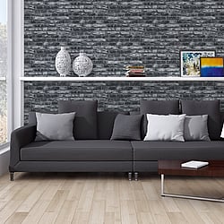 Galerie Wallcoverings Product Code BB51112 - Bricks And More Wallpaper Collection - Grey Black Colours - Brickshire Residents Motif Design