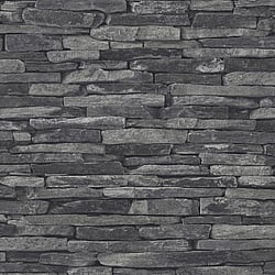 Galerie Wallcoverings Product Code BB51146 - Bricks And More Wallpaper Collection - Grey Black Colours - Rocky Retreat Motif Design