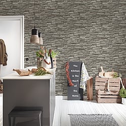 Galerie Wallcoverings Product Code BB51148 - Bricks And More Wallpaper Collection - Cream Grey Black Colours - Graceful Granite Motif Design