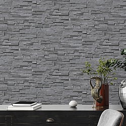 Galerie Wallcoverings Product Code BB51149 - Bricks And More Wallpaper Collection - Grey Black Colours - Graceful Granite Motif Design