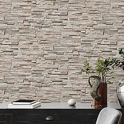 Galerie Wallcoverings Product Code BB51151 - Bricks And More Wallpaper Collection - Beige Brown Grey Colours - Graceful Granite Motif Design