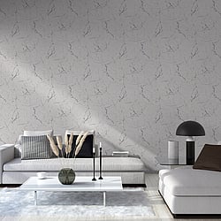 Galerie Wallcoverings Product Code BB51156 - Bricks And More Wallpaper Collection - Grey Metallic White Colours - Luxurious Marble Motif Design