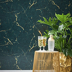 Galerie Wallcoverings Product Code BB51158 - Bricks And More Wallpaper Collection - Green Metallic Colours - Luxurious Marble Motif Design