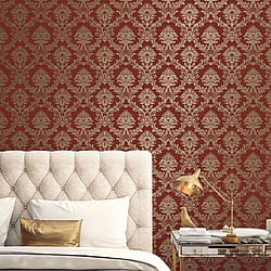 Galerie Wallcoverings Product Code CI38217 - Classic Silks 4 Wallpaper Collection - Red, Gold Colours - Classic Damask Design