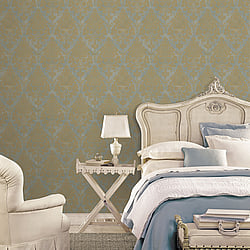 Galerie Wallcoverings Product Code CI38220 - Classic Silks 4 Wallpaper Collection - Blue, Beige, Gold Colours - Damask Design