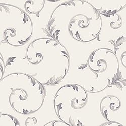 Galerie Wallcoverings Product Code CI38239 - Classic Silks 4 Wallpaper Collection - Stone Grey Metallic Silver Colours - Scroll Design