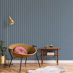 Galerie Wallcoverings Product Code CM27056 - Botanica Wallpaper Collection - Blue Colours - Classic Stripe Design