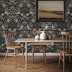 Galerie Wallcoverings Product Code ET11200 - Arts and Crafts Wallpaper Collection - Black Cream Taupe Colours - Fragaria Garden Design