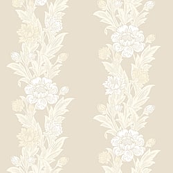 Galerie Wallcoverings Product Code ET12705 - Arts and Crafts Wallpaper Collection - White Beige Colours - Blooming Stripe Design