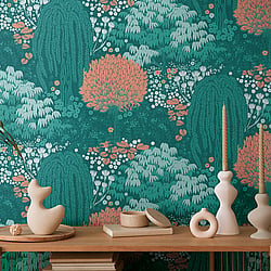 Galerie Wallcoverings Product Code FL61132 - Flourish Wallpaper Collection - Green/Orange Colours - Fairytale Leaves Motif Design