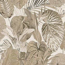 Galerie Wallcoverings Product Code FL61156 - Flourish Wallpaper Collection - Beige/Brown Colours - Jungle Leaves Motif Design