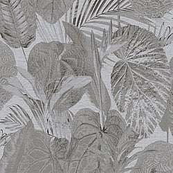 Galerie Wallcoverings Product Code FL61160 - Flourish Wallpaper Collection - Grey/Black Colours - Jungle Leaves Motif Design