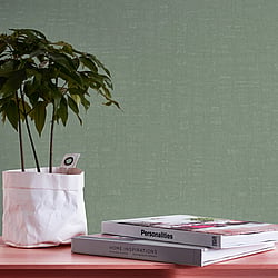 Galerie Wallcoverings Product Code FS72013 - Fusion Wallpaper Collection - Green Colours - Linen Effect Textured Design