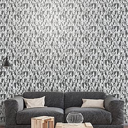 Galerie Wallcoverings Product Code G45334 - Grunge Wallpaper Collection - Grey Silver Black Colours - Triangular Design