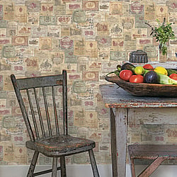 Galerie Wallcoverings Product Code G56173 - Memories 2 Wallpaper Collection - Beige Colours - Wine Labels Design