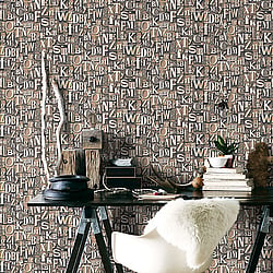 Galerie Wallcoverings Product Code G56205 - Nostalgie Wallpaper Collection - Bronze Brown Colours - Block Letters Design