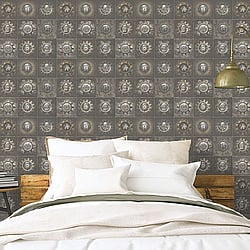 Galerie Wallcoverings Product Code G56229 - Nostalgie Wallpaper Collection - Bronze Brown Colours - Industrial Tiles Design