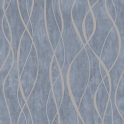 Galerie Wallcoverings Product Code G67720 - Special Fx Wallpaper Collection - Blue Silver Grey Colours - Glitter Ribbons Design