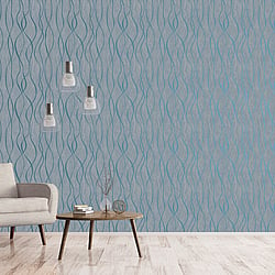 Galerie Wallcoverings Product Code G67735 - Special FX 2 Wallpaper Collection - Blue Silver Colours - Glitter Ribbons Design