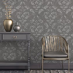 Galerie Wallcoverings Product Code G67782 - Ambiance Wallpaper Collection - Charcoal Silver Colours - In Lay Design