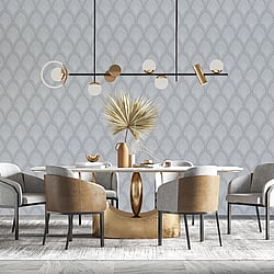 Galerie Wallcoverings Product Code G68086 - Special FX 2 Wallpaper Collection - Silver , White, Grey Colours - Nouveau Scallop Design