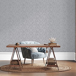 Galerie Wallcoverings Product Code G68090 - Special FX 2 Wallpaper Collection - Pearl, Silver Colours - Special Damask Design