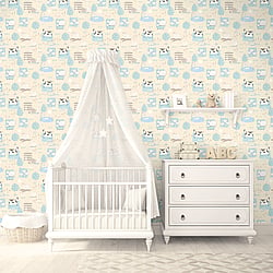 Galerie Wallcoverings Product Code G78374 - Tiny Tots 2 Wallpaper Collection - Beige Turquoise Colours - Farmland Design