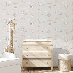 Galerie Wallcoverings Product Code G78379 - Tiny Tots 2 Wallpaper Collection - Greige Tan Colours - Jungle Friends Design