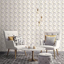 Galerie Wallcoverings Product Code GX37631 - Geometrix Wallpaper Collection - Cream Silver Colours - Cubist Design