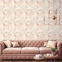 Galerie Wallcoverings Product Code GX37656 - Geometrix Wallpaper Collection - Blush Rose Beige Colours - Silk Screen Geometric Design