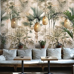 Galerie Wallcoverings Product Code HZ62086M - Horizon Wallpaper Collection - Beige Cream Green Colours - Palm Serenity Design