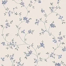 Galerie Wallcoverings Product Code MC61025 - Maison Charme Wallpaper Collection - Blue, Cream Colours - A stylish floral wallpaper with an old fashioned, wispy trail of petit flowers.  Will suit a more traditional setting perfectly with its country cottage charm. The beauty of this vinyl wallpaper is not only will it add texture to your walls, but it will also cover slight imperfections, giving your room the finish you want. So whether you are looking for a floral wallpaper for a living room, bedroom or dining room, this paper could be your perfect choice. Design