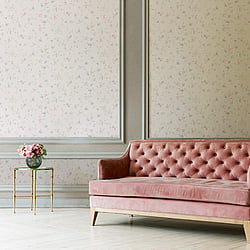 Galerie Wallcoverings Product Code MC61028 - Maison Charme Wallpaper Collection - Blue, Green, Pink, Cream Colours - A stylish floral wallpaper with an old fashioned, wispy trail of petit flowers.  Will suit a more traditional setting perfectly with its country cottage charm. The beauty of this vinyl wallpaper is not only will it add texture to your walls, but it will also cover slight imperfections, giving your room the finish you want. So whether you are looking for a floral wallpaper for a living room, bedroom or dining room, this paper could be your perfect choice. Design