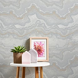 Galerie Wallcoverings Product Code WH30177 - Welcome Home Wallpaper Collection - Silver Grey Colours - Water Marble Design