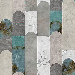 Galerie Wallcoverings Product Code WH45203M - Welcome Home Murals Wallpaper Collection - Beige, Blue, Grey Colours - Urban Marble Curves Design