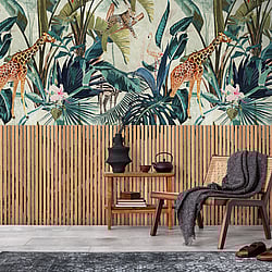 Galerie Wallcoverings Product Code WH45221M - Welcome Home Murals Wallpaper Collection - Blue, Brown, Multi-colour Colours - Jungle Acoustic Slats Design
