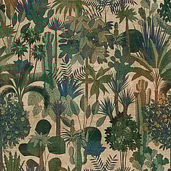 Galerie Wallcoverings Product Code WH45230M - Welcome Home Murals Wallpaper Collection - Beige, Blue, Green Colours - Vintage Jungle Greenery Design