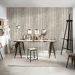 Galerie Wallcoverings Product Code WW22212 - Woods And Wicker Wallpaper Collection - Beige Cream Grey Colours - Reclaimed Wood Effect Motif Design