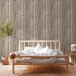 Galerie Wallcoverings Product Code WW22213 - Woods And Wicker Wallpaper Collection - Beige Cream Black Colours - Reclaimed Wood Effect Motif Design