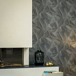 Galerie Wallcoverings Product Code WW22221 - Woods And Wicker Wallpaper Collection - Grey Black Colours - Geometric Wood Effect Motif Design