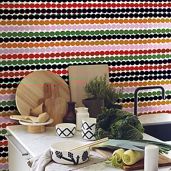 Galerie Wallcoverings Product Code 23321 - Marimekko 5 Wallpaper Collection - Black Green Pink Orange Red White Colours -  