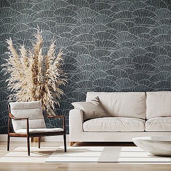 Galerie Wallcoverings Product Code 65005 - Feel Wallpaper Collection - Navy Blue Silver Black  Colours -  